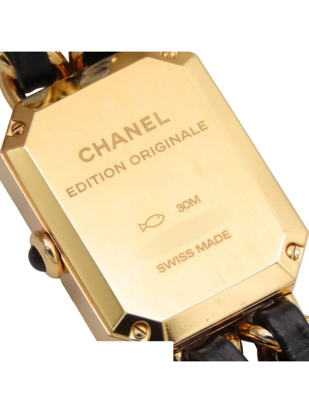Chanel Premiere Edition Original Black SS Leather M Card Watch Quartz